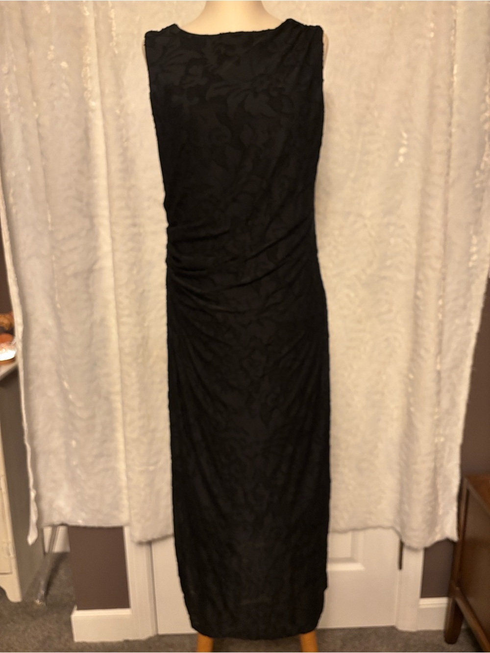 Old Navy Black Floral Textured Ruched Maxi Dress NWT Size L